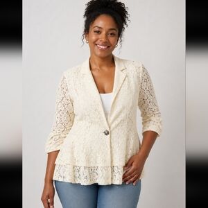 APOSTROPHE Lace Bling See Through Blazer S